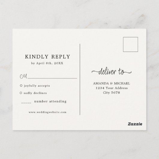 Wildbloemen RSVP Weddenschap Briefkaart (Achterkant)