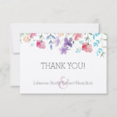 Wildbloemen rustieke bloemenbruiloft dank u kaart (Voorkant)