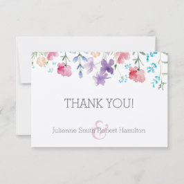 Wildbloemen rustieke bloemenbruiloft dank u kaart