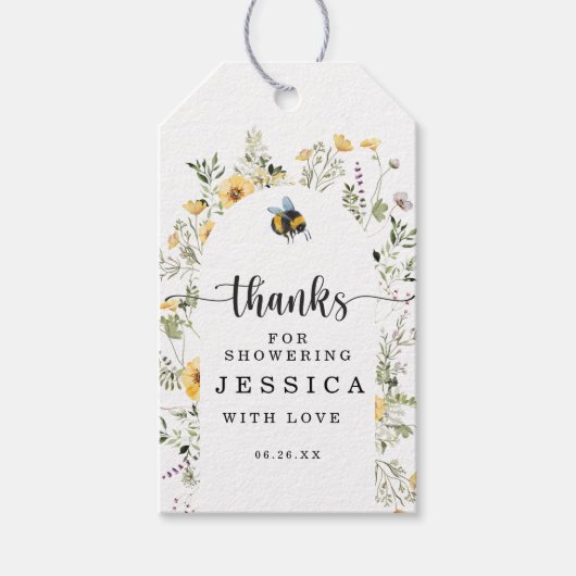 Wildbloemen Rustisch Vrijgezellenfeest Favor Cadeaulabel (Voorkant)