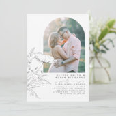 Wildbloemen Schketch Elegant Weddenfoto Kaart (Staand voorkant)