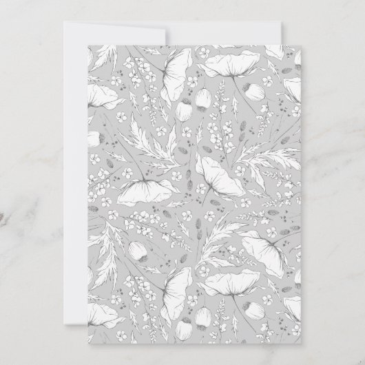 Wildbloemen Schketch Elegant Weddenfoto Kaart (Achterkant)