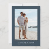 Wildbloemen Silhouet Bruiloft Foto Navy Blue Save The Date (Achterkant)