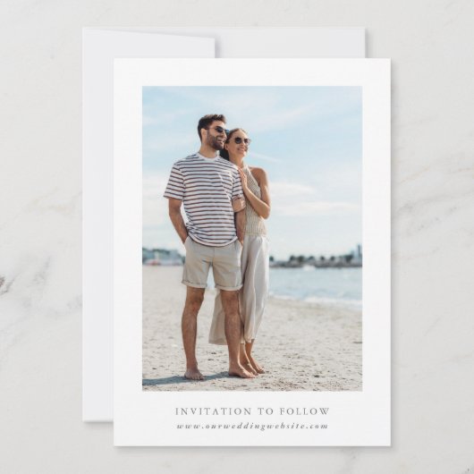 Wildbloemen Silhouet krans bruiloft foto grijs Save The Date (Achterkant)