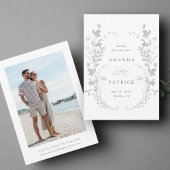 Wildbloemen Silhouet krans bruiloft foto grijs Save The Date