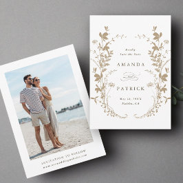 Wildbloemen Silhouet krans bruiloft foto Tan Save The Date