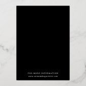 Wildbloemen Silhouet Krans Zwart Bruiloft Zilver Folie Uitnodiging (Achterkant)