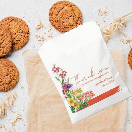 Wildbloemen Sinaasappel geel bloemig bruiloft Bedankzakje