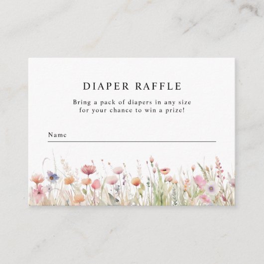 Wildbloemen | Spring Baby shower Luier Raffle Informatiekaartje (Voorkant)