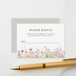 Wildbloemen   Spring Baby shower Luier Raffle Informatiekaartje