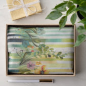 Wildbloemen Streep Paarse Groene Bloemen Decoupage Tissuepapier (Geschenk)