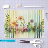 Wildbloemen Streep Paarse Groene Bloemen Decoupage Tissuepapier (Craft)