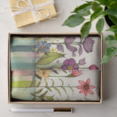 Wildbloemen Streep Paarse Groene Bloemen Decoupage Tissuepapier (Geschenk)