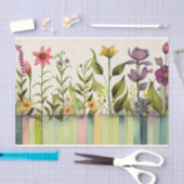 Wildbloemen Streep Paarse Groene Bloemen Decoupage Tissuepapier (Craft)