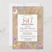 Wildbloemen String Lights 80th Birthday Invitation Kaart (Voorkant)