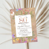 Wildbloemen String Lights 80th Birthday Invitation Kaart