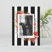 Wildbloemen Stripe Weddenschap Foto slaat de datum Save The Date (Staand voorkant)