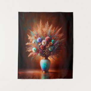 Wildbloemen tegen verouderd koper wandkleed