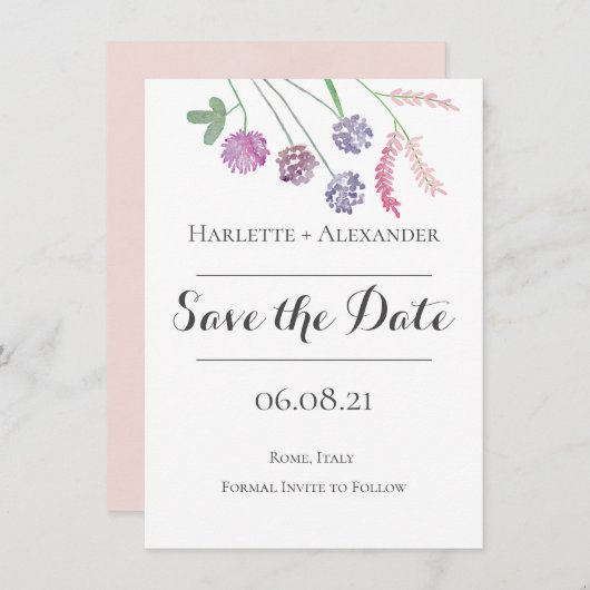 Wildbloemen Thema Save The Date (Voorkant / Achterkant)