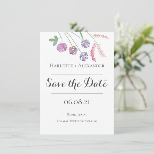 Wildbloemen Thema Save The Date (Staand voorkant)