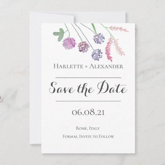 Wildbloemen Thema Save The Date (Voorkant)