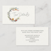 Wildbloemen trouwkrans de details informatiekaartje (Voorkant / Achterkant)