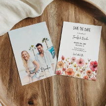 Wildbloemen vers gedrukt Save the Date Foto