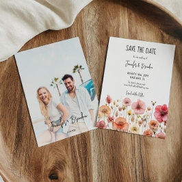 Wildbloemen vers gedrukt Save the Date Foto Kaart