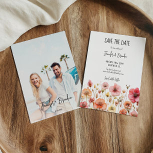 Wildbloemen vers gedrukt Save the Date Foto Kaart