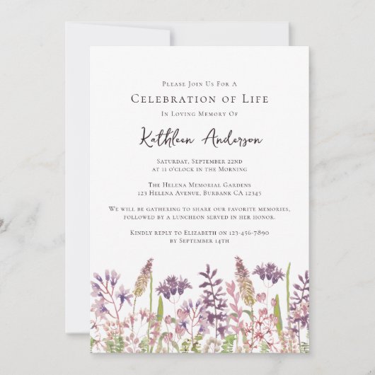 Wildbloemen Viering van het begrafenisherdenkingsp Kaart (Voorkant)