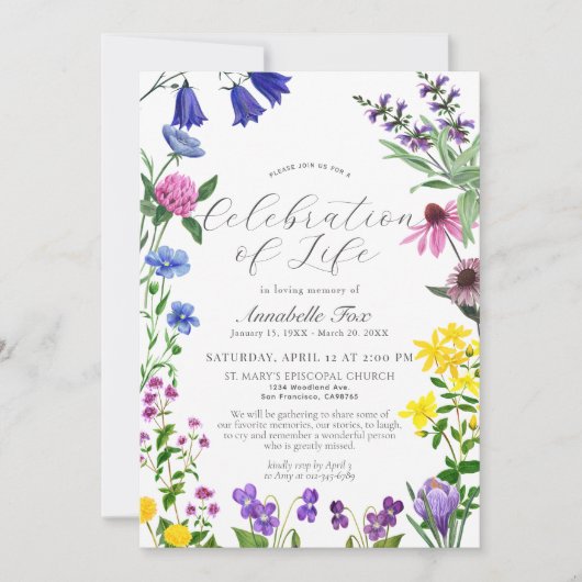 Wildbloemen Viering van het begrafenisherdenkingsp Kaart (Voorkant)