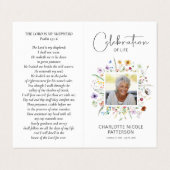 Wildbloemen Viering van het leven Foto Gebed Kaart Visitekaartje (Buitenkant ongevouwen)