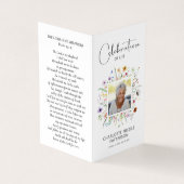 Wildbloemen Viering van het leven Foto Gebed Kaart Visitekaartje (Buitenkant)