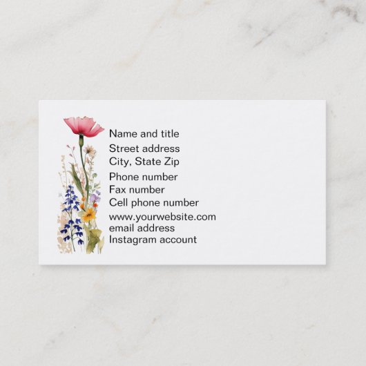 Wildbloemen Visitekaartje (Achterkant)