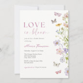 Wildbloemen Vlinder Liefde in Bloom Vrijgezellenfe Kaart (Voorkant)