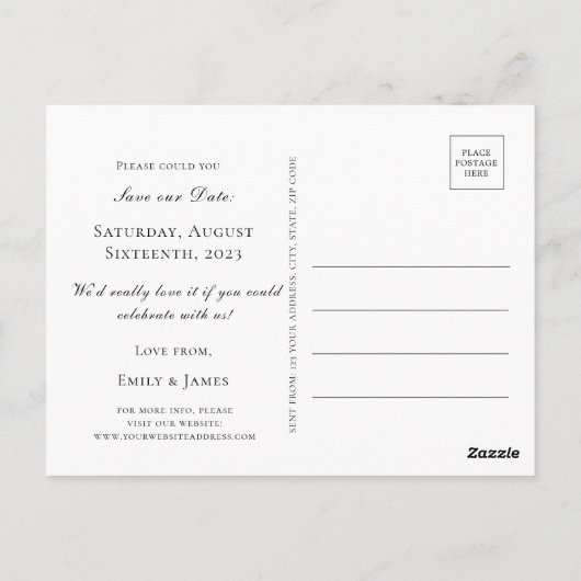 Wildbloemen & Vlinders Bruiloft Save the Date Briefkaart (Achterkant)