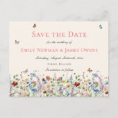 Wildbloemen & Vlinders Bruiloft Save the Date Briefkaart (Voorkant)