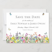 Wildbloemen & Vlinders Sla de datum op Magnetische Uitnodiging (Voorkant)