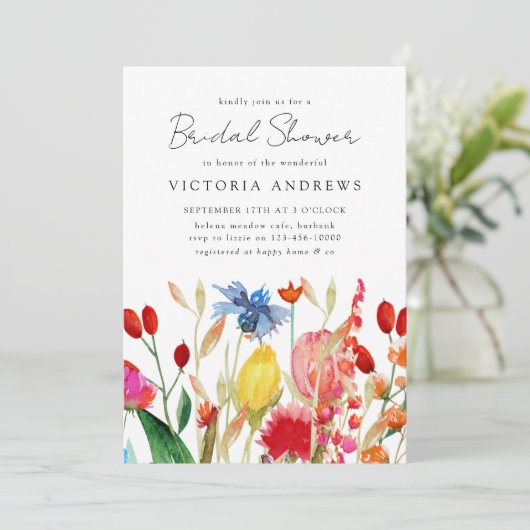 Wildbloemen Vrijgezellenfeest Kaart (Staand voorkant)