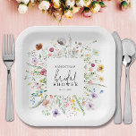 Wildbloemen Vrijgezellenfeest Papieren Bordje<br><div class="desc">Stijlvolle vrijgezellenfeesten vierkante papieren borden hebben een sierlijke waterverf wildflower rand en uw gegevens in chique belettering. OVEREENKOMENDE objecten in ons collectie.</div>