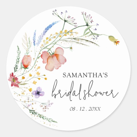 Wildbloemen Vrijgezellenfeest Ronde Sticker (Voorkant)