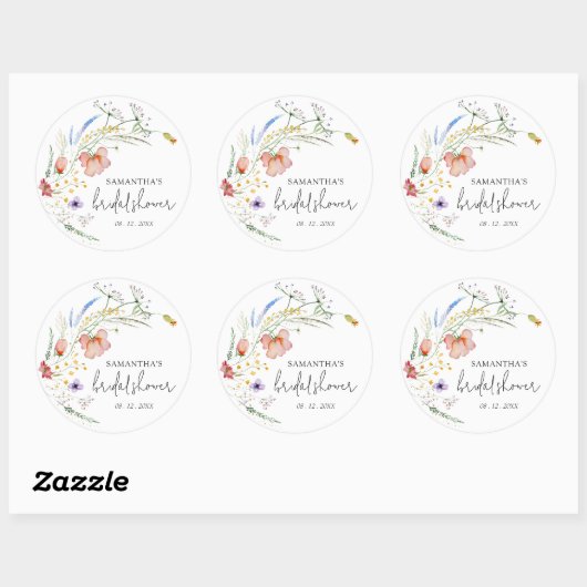 Wildbloemen Vrijgezellenfeest Ronde Sticker (Vel)