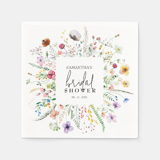 Wildbloemen Vrijgezellenfeest Servet (Voorkant)