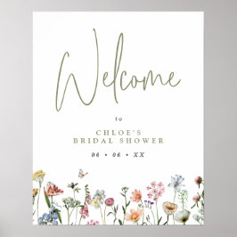 Wildbloemen Vrijgezellenfeest Welkom Poster