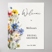 Wildbloemen Vrijgezellenfeest Welkomstteken Poster (Voorkant)