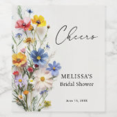 Wildbloemen Vrijgezellenfeest Wijn Etiket (Enkel label)