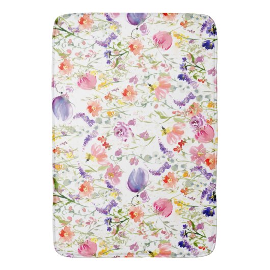 Wildbloemen | WATERVERF Badmat (Voorkant Verticaal)