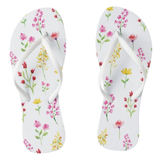 Wildbloemen Waterverf bloemenelegant Teenslippers (Voetbed)