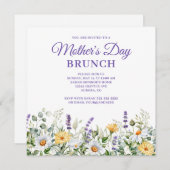 Wildbloemen Waterverf Border Moederdag Brunch Kaart (Voorkant / Achterkant)