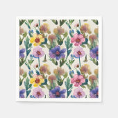 Wildbloemen waterverf bruiloft servetten (Voorkant)